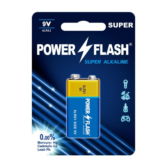 Super alcalina série 6LR61 9V 1PC/Cartão